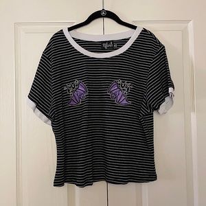 Hell Bunny Black & White Stripe Knit Patch Top